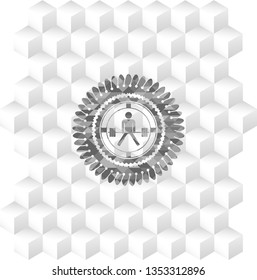 sumo deadlift icon inside grey icon or emblem with geometric cube white background