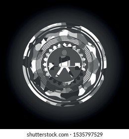 sumo deadlift icon inside grey camo texture
