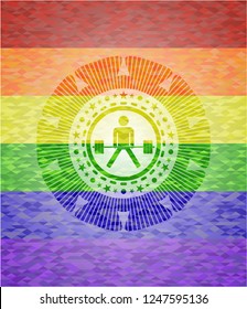 sumo deadlift icon inside lgbt colors emblem 