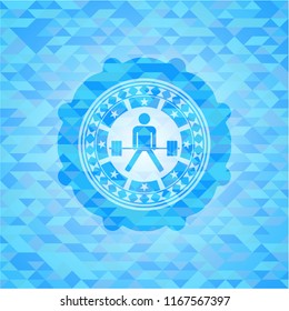 sumo deadlift icon inside light blue mosaic emblem