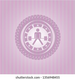 sumo deadlift icon inside pink icon or emblem