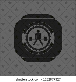 sumo deadlift icon inside realistic dark emblem