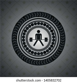 sumo deadlift icon inside realistic dark emblem