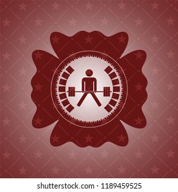 sumo deadlift icon inside red icon or emblem