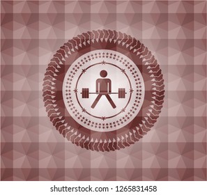 sumo deadlift icon inside red seamless geometric emblem.