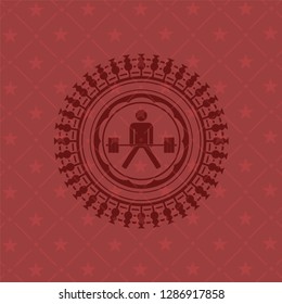 sumo deadlift icon inside red emblem