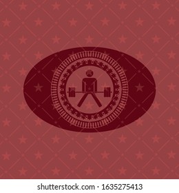 sumo deadlift icon inside red icon or emblem