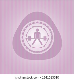 sumo deadlift icon inside retro style pink emblem