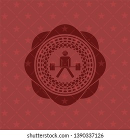 sumo deadlift icon inside retro style red emblem