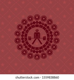 sumo deadlift icon inside retro style red emblem