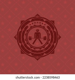 icono de sumo con mortero dentro del emblema rojo retro. 