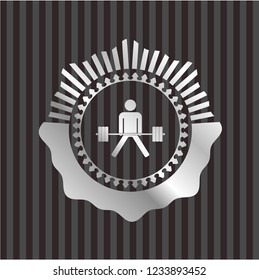 sumo deadlift icon inside silver badge