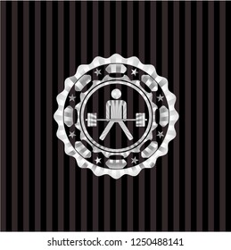 sumo deadlift icon inside silvery shiny emblem
