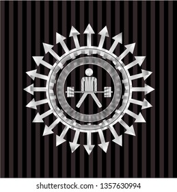 sumo deadlift icon inside silvery badge
