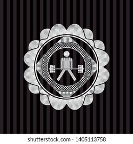 sumo deadlift icon inside silvery shiny badge