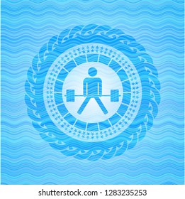 sumo deadlift icon inside water concept emblem.