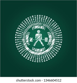 sumo deadlift icon on chalkboard