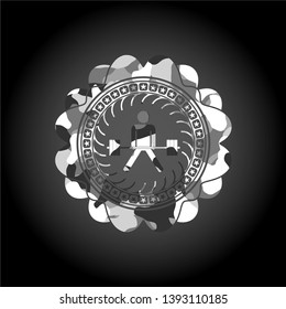 sumo deadlift icon on grey camouflaged pattern