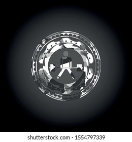 sumo deadlift icon on grey camouflaged pattern