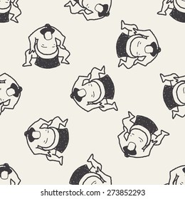 sumo doodle seamless pattern background