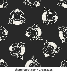 sumo doodle seamless pattern background