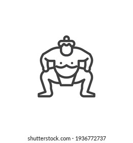 Sumo fighter line icon. linear style sign for mobile concept and web design. Sumo wrestler outline vector icon. Symbol, logo illustration. Vector graphics