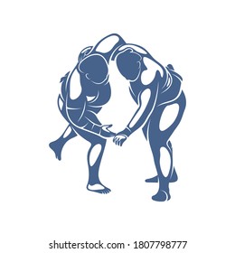 Sumo fighter logo design template, vector graphics to design