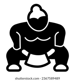 Sumo Kämpfer, starker Fett-Ringer solide Symbol, asiatisches Kulturkonzept, japanisches Sport-Vektorzeichen auf weißem Hintergrund, Glyph-Symbol für mobiles Konzept und Web-Design. Vektorgrafik