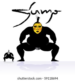 Sumo fighter with typography