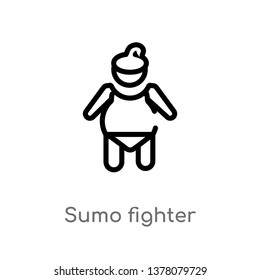 sumo fighter vector line icon. Simple element illustration. sumo fighter outline icon from people concept. Can be used for web and mobile