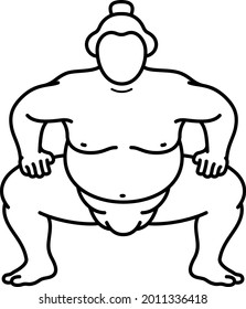 Sumo fighter. Vector outline illustration.