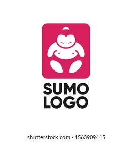 Sumo guy mascot logo in negative style vector illustration