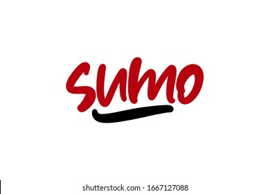 Sumo hand drawn lettering text. Vector illustration