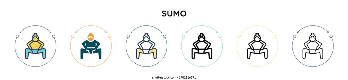 Sumo icon in filled, thin line, outline and stroke style. Vector illustration of two colored and black sumo vector icons designs can be used for mobile, ui, web