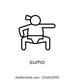 sumo icon. Trendy modern flat linear vector sumo icon on white background from thin line sport collection, editable outline stroke vector illustration