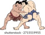 Sumo - An illustration of a four-way sumo match.