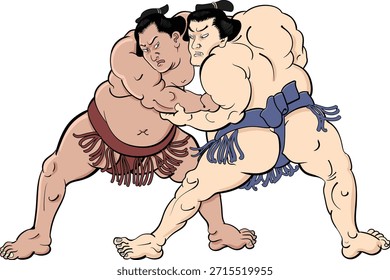 Sumo - An illustration of a four-way sumo match.