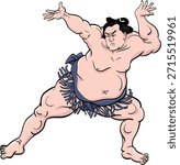 Sumo - Illustration of a sumo wrestler throwing someone.