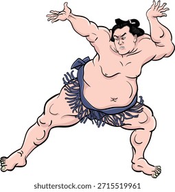 Sumo - Illustration of a sumo wrestler throwing someone.