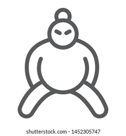 Sumo line icon, asian and character, japanese wrestler sign, vector graphics, a linear pattern on a white background, eps 10.