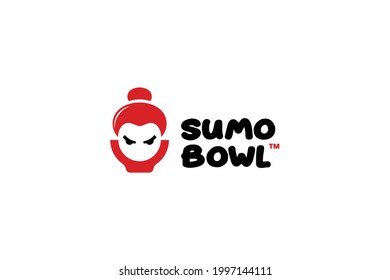 Sumo Logo-Design mit Schüssel und Vektorgrafik