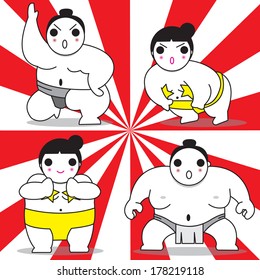 Sumo Male And Female Illustration