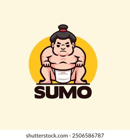 Sumo mascot cartoon character logo design