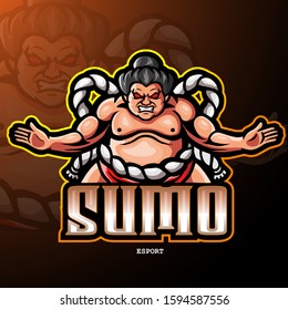 Sumo mascot sports esport logo design 
