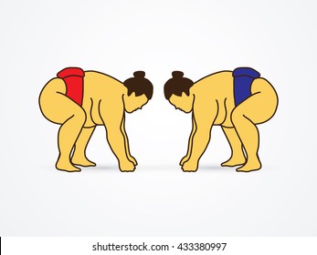 Sumo prepare to fight graphic vector.