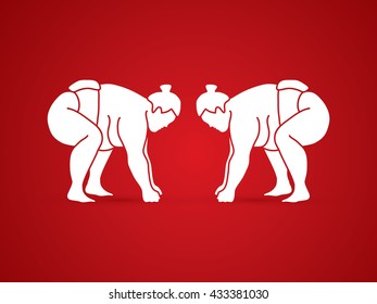 Sumo prepare to fight graphic vector.