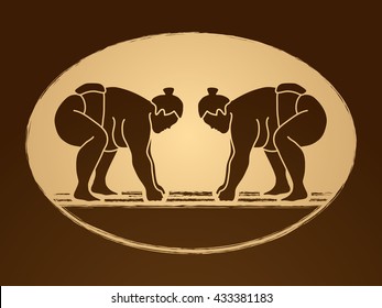 Sumo prepare to fight graphic vector.