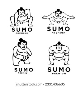 Sumo set collection mascot icon design illustration template