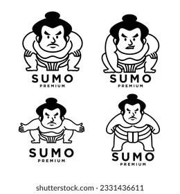 Sumo set collection mascot icon design illustration template