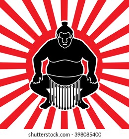Sumo silhouette, designed on sunshine background graphic vector.